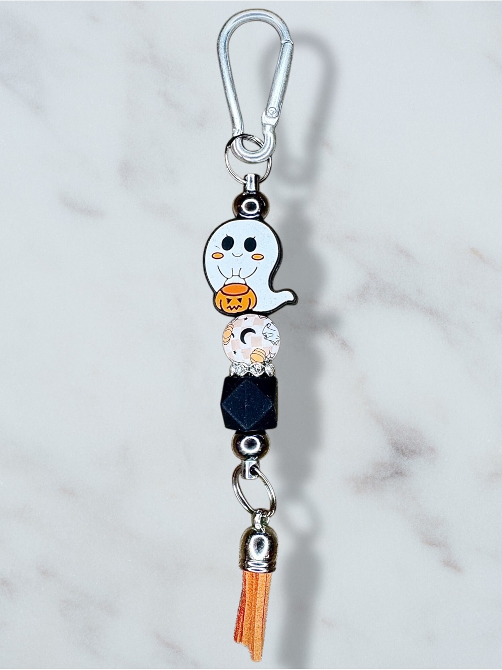 Trick-O-Treat Ghost Tassel Bag Charm Keychain with Tassel